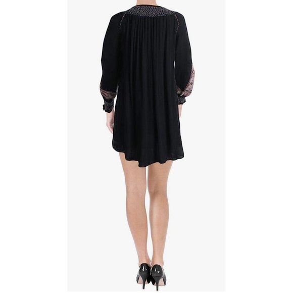 Free People Dress Small Black Embroidery V Neck - Picture 3 of 8